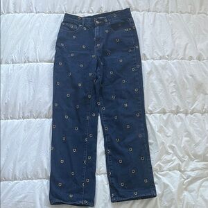 BDG Dark Blue Jeans with Gold Horseshoe Pattern